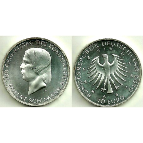 Alemania. 2010(J). 10 Euro (SC) (Plata)