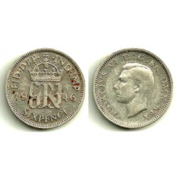 (852) Gran Bretaña. 1946. 6 Pence (BC+) (Plata)