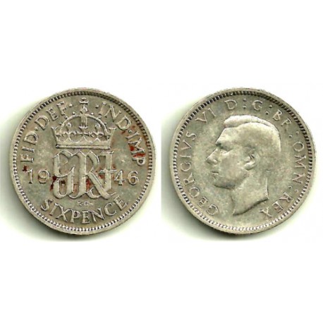 (852) Gran Bretaña. 1946. 6 Pence (BC+) (Plata)