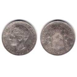 Alfonso XIII. 1900*(19-00). 1 Peseta (EBC) (Plata) Ceca de Madrid SM-V