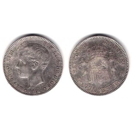 Alfonso XIII. 1900*(19-00). 1 Peseta (EBC) (Plata) Ceca de Madrid SM-V