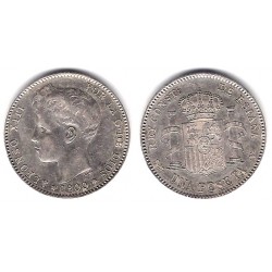 Alfonso XIII. 1900*(19-00). 1 Peseta (MBC) (Plata) Ceca de Madrid SM-V