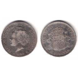 Alfonso XIII. 1894*(18--4). 5 Pesetas (BC) (Plata) Ceca de Madrid PG-V