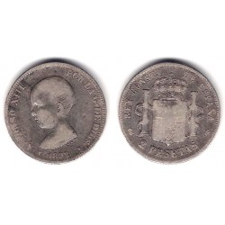 Alfonso XIII. 1892*(---92). 2 Pesetas (BC+) (Plata) Ceca de Madrid PG-M