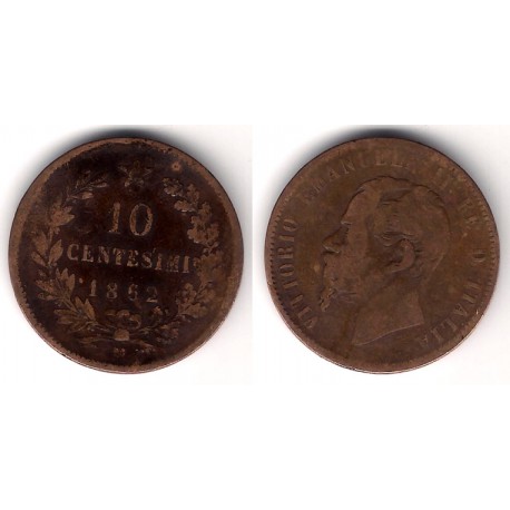 (11.1) Italia. 1862(M). 10 Centesimi (RC+)