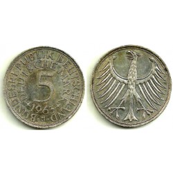 (112.1) Alemania. 1963(J). 5 Mark (BC+) (Plata)