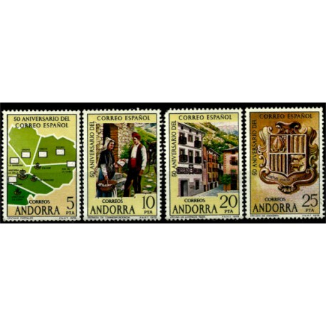 (120a-b-c-d) Andorra. 1978. Serie Completa. 50 Aniv. Correo Español (Nuevo)