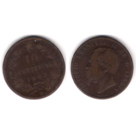 (11.3) Italia. 1867(H). 10 Centesimi (BC)