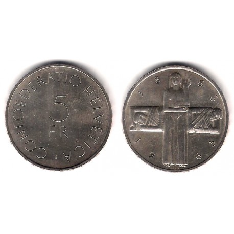 (51) Suiza. 1963(B). 5 Francs (EBC+) (Plata)