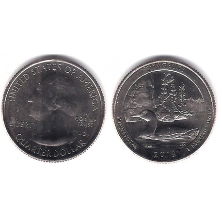 Estados Unidos de América. 2018(D). Quarter Dollar (SC) Voyageurs