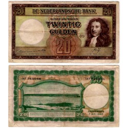 (76) Países Bajos. 1945. 20 Gulden (BC+)