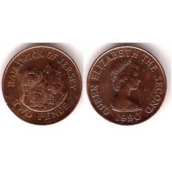 (55) Jersey. 1990. 2 Pence (EBC)