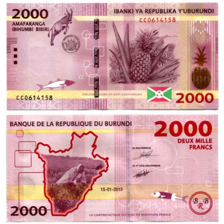 (52) Burundi. 2015. 2000 Francs (SC)