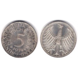 (112.1) Alemania. 1974(F). 5 Mark (MBC) (Plata)