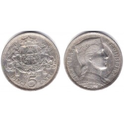 (9)  Letonia. 1931. 5 Lati (EBC) (Plata)