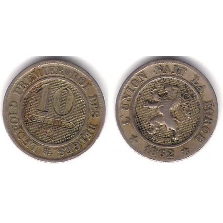 (22) Bélgica. 1861. 10 Ctmes (MBC)