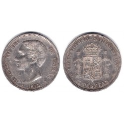 Alfonso XII. 1875*(18-7-). 5 Pesetas (MBC-) (Plata)