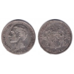 Alfonso XII. 1881*(-----). 5 Pesetas (BC) (Plata) Ceca de Madrid MS-M