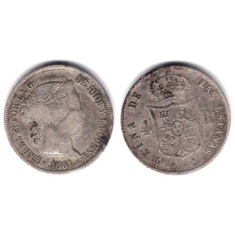 Isabel II. 1861. 4 Reales (BC+) (Plata) Ceca de Barcelona