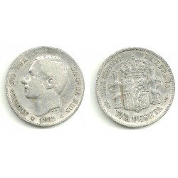 Alfonso XII. 1885*(---86). 1 Peseta (BC) (Plata) Ceca de Madrid MS-M