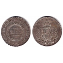 (466) Brasil. 1855. 2000 Reis (EBC-) (Plata)