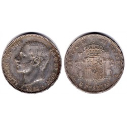 Alfonso XII. 1885*(18-87). 5 Pesetas (MBC+) (Plata) Ceca de Madrid MS-M