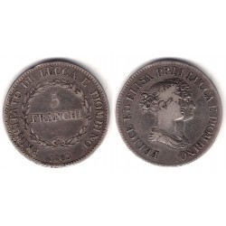 Estados Italianos. Toscana. 1808. 5 Franchi (MBC+) (Plata)