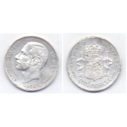 Alfonso XII. 1883*(18-83). 1 Peseta (EBC) (Plata) Ceca de Madrid MS-M