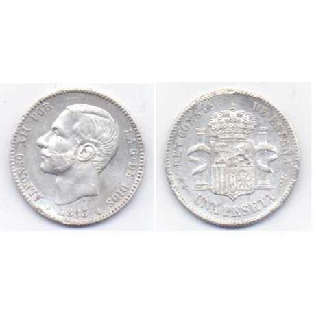 Alfonso XII. 1883*(18-83). 1 Peseta (EBC) (Plata) Ceca de Madrid MS-M