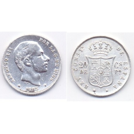 Alfonso XII. 1883. 20 Centavos (EBC) (Plata) Ceca de Manila