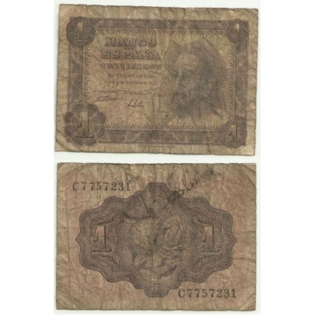 [1951] Billete de 1 Peseta (RC). Serie C. Roturas varias.