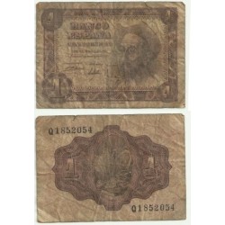 [1951] Billete de 1 Peseta (RC). Serie Q. Roturas varias.