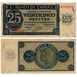 Estado Español. 1936. 25 Pesetas (SC) Serie Q