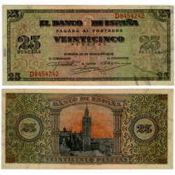 Estado Español. 1938. 25 Pesetas (SC) Serie D