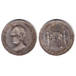 Alfonso XIII. 1890*(----0). 5 Pesetas (BC) (Plata) Ceca de Madrid PG-M