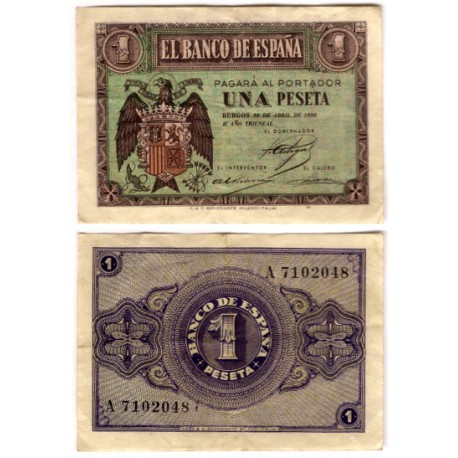 Estado Español. 1938. 1 Peseta (MBC+) Serie A