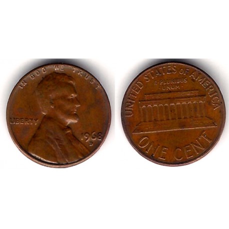 (201) Estados Unidos de América. 1968(D). 1 Cent (BC+)