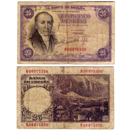 Estado Español. 1946. 25 Pesetas (BC+) Serie B