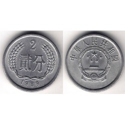 (2) China. 1989. 2 Fen (EBC)