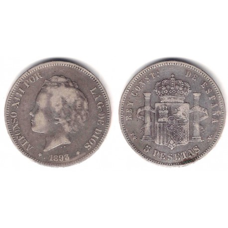 Alfonso XIII. 1893*(-----). 5 Pesetas (RC+) (Plata) Ceca de Madrid PG-V