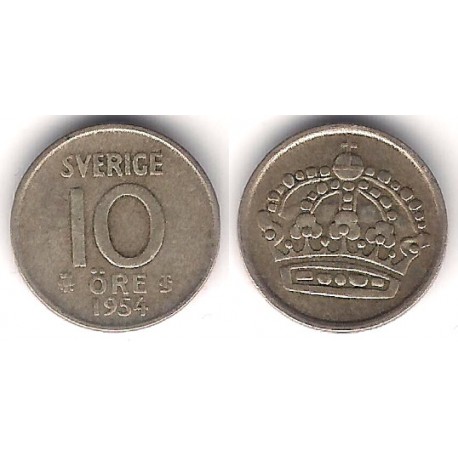 (823) Suecia. 1954. 10 Ore (BC-) (Plata)