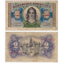 España (II República). 1938. 2 Pesetas (MBC+) Serie A