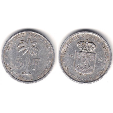 (3) Congo Belga. 1956. 5 Francs (BC) Error de acuñación