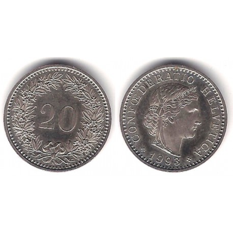 (29a) Suiza. 1993. 20 Rappen (EBC)