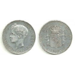 Alfonso XIII. 1896*(18-96). 5 Pesetas (MBC) (Plata) Ceca de Madrid PG-V