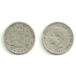 Alfonso XIII. 1896*(---). 50 Céntimos (BC) (Plata) Ceca de Madrid PG-V