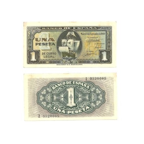 [1940] Billete de 1 Peseta (SC). Pequeñas manchas.