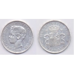 Alfonso XIII. 1895. 1 Peso (MBC) (Plata) Ceca de Puerto Rico PG-V