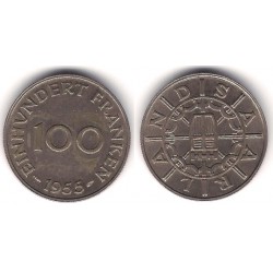 (4) Saarland. 1955. 100 Francs (MBC)