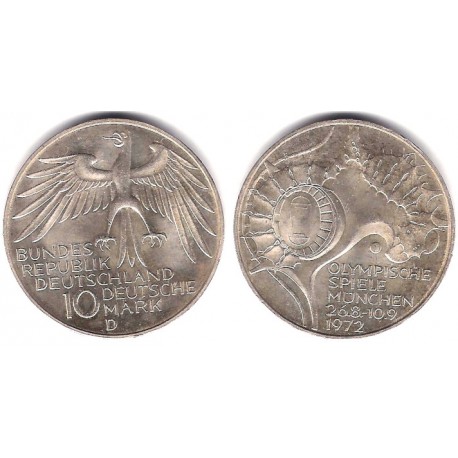 (133) Alemania. 1972(D). 10 Mark (EBC) (Plata)